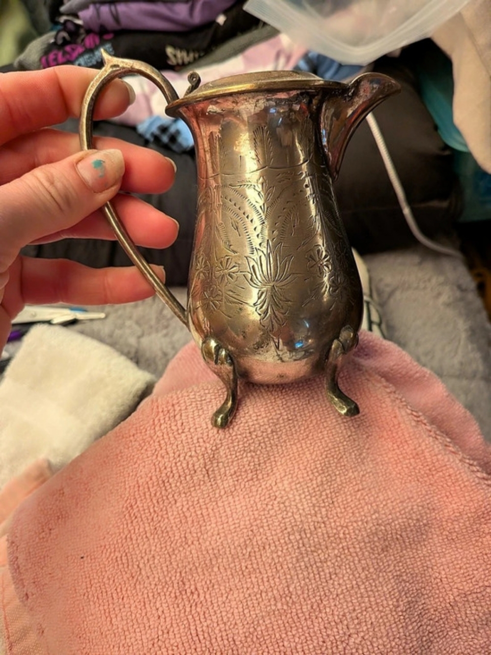 Engraved Floral Pitcher in Gold